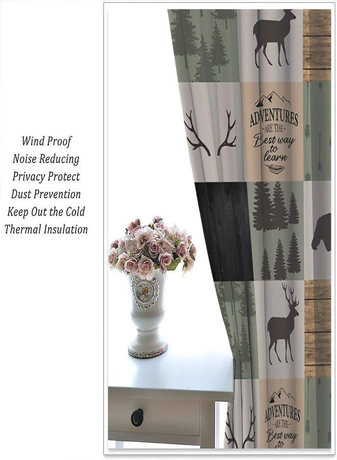 YCness Bear Deer Curtains for Living Room, Rustic Cabin Retro Window Treatments for Bedroom, Wildlife Woodland Animal Elk Moose Lodge Buffalo Plaid Drapes 2 Panel Sets,42x45 Inch - Image 4
